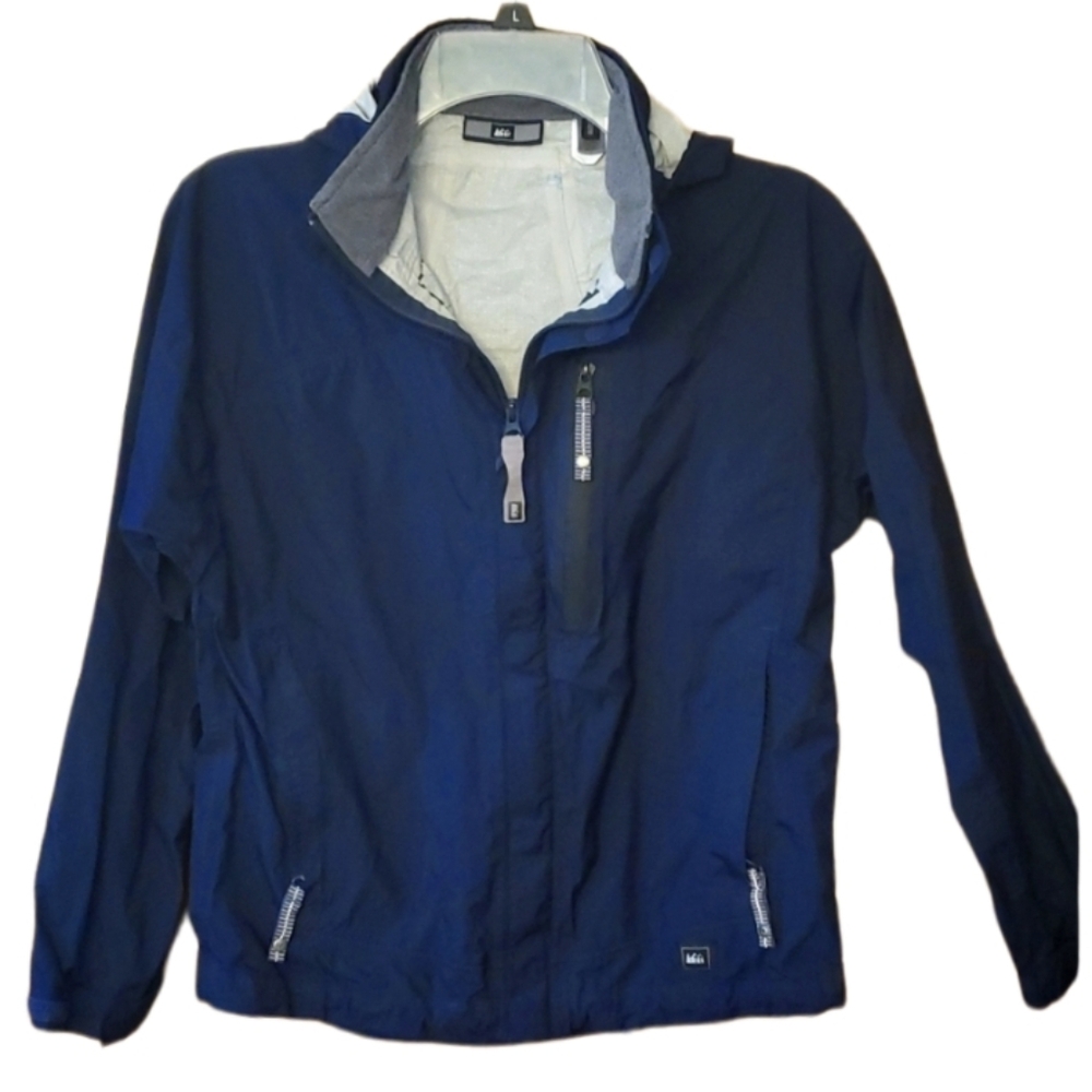 REI Youth Ripstop Navy Raincoat Size Large‎ 12/14